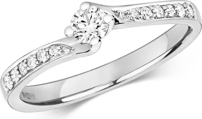 Produktbild von Funkelndes Feuer 9 Karat (375) Weißgold Solitär Verlobung Damen - Diamant Ring Brillant-Schliff 0.32 Karat H - I1, 57 (18.1); TRS321409KWRSP