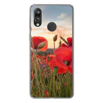 Produktbild von MuchoWow® Handyhülle Schutzhülle Hülle für Huawei P20 Lite (2020) Sonnenuntergang hinter den schönen Mohnblumen Silikon Softcase Handy Hülle - Kartenhalter