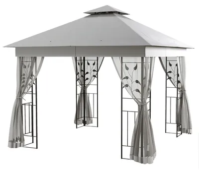 Produktbild von Pavillon mit Doppeldach, 3x3 m Wasserabweisend Stabil Winterfest Gartenpavillon mit Moskitonetz Hellgrau