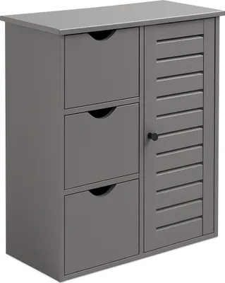 Immagine prodotto di Mobile da bagno Relaxdays, A x L x P: 80 x 60 x 30 cm, 3 cassetti e scomparti, mobile ausiliario per bagno, ingresso, cucina, grigio