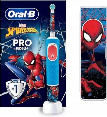 Produktbild von Oral-B Elektrische Zahnbürste für Kinder Spiderman 3+ mit Etui und Aufklebern