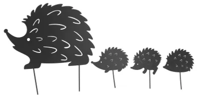 Image de 4 piquets en métal en forme de hérisson pour le jardin