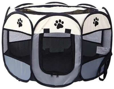 Immagine prodotto di Cuccia pieghevole per cani - Cuccia per interni ed esterni - Cuccia con gabbietta per piccoli animali - 73x73x43 cm - Grigio