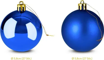Image de Boules de Noël, 54 pièces, bleues, 6 cm, intérieur/extérieur