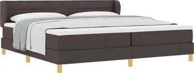 Image de vidaXL Lit boxspring avec matelas brun foncé 200 x 200 cm Tissu