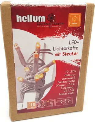 Zdjęcie produktu dla Łańcuch świetlny Helligum LED, długość 1,35 m, ciepła biel, do wnętrz, klasyczny, dekoracyjny