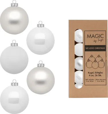 Produktbild von Weihnachtskugeln Glas 4cm 36 Stück - Just White