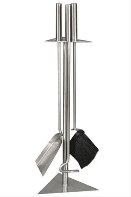Immagine prodotto di Set caminetto Lienbacher in acciaio inox 3 pezzi triangolare H66cm