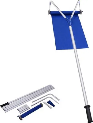 Zdjęcie produktu dla Aluminiowa łopata do śniegu na dachy z antypoślizgowym uchwytem i kółkami – regulowany zasięg 180–661 cm