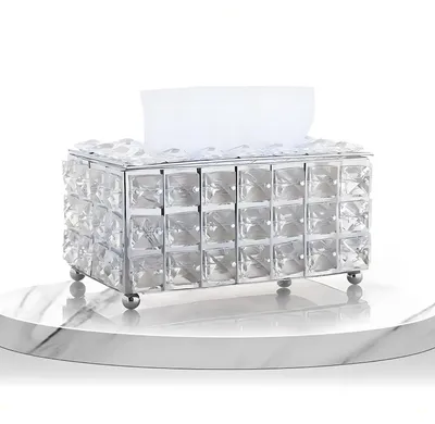 Produktbild von Famanu Taschentuchspender mit Kristalloberfläche - Silber