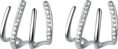 Produktbild von 1 Paar Huggie-Ohrringe, Strass, Kontrastfarbe, Krallenform, hohl, antiallergisch, galvanisiert, leicht, rostfrei, Ohrschmuck, Schmuck für den Pendelverkehr