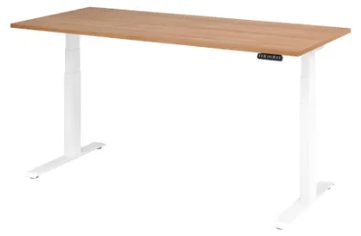 Image de Bureau réglable en hauteur XDKB | 2-moteurs | 120 - 180 cm | électrique, Dimension plateau:180 x 80 cm, Couleur plateau:Noyer, Couleur piétement:Blanc