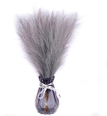 Image de Décoration en plumes de pampa artificielles, 50 pièces, couleur grise, 43-45 cm, en polyester