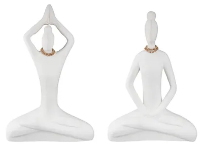 Obrázok produktu pre Figúrka, žena, "Yoga Ladys", mango drevo, biela, dĺžka 8 cm, šírka 24 cm, výška 34 cm, kód 69394, 4063387693940, 2 kusy (2-dielna sada, farebne odlíšená)