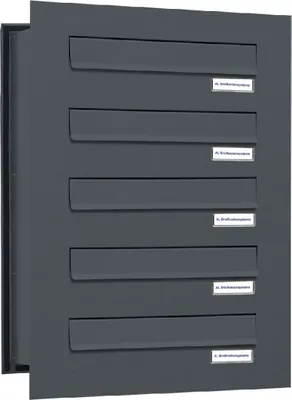 Produktbild von 5er Briefkastenanlage für Mauerdurchwurf RAL 7016 Anthrazit