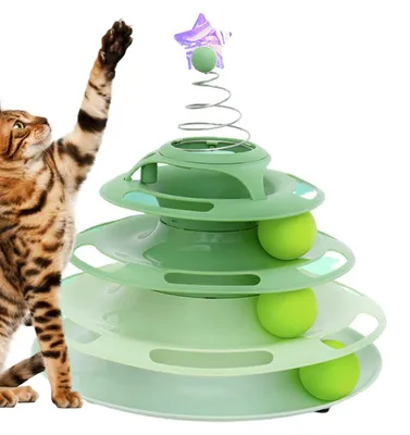 Produktbild von Solidchoice – Interaktiver Katzenspielturm mit drei Ebenen und rollendem Ball