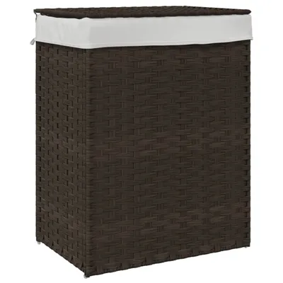 Produktbild von vidaXL Wäschekorb mit Deckel Dunkelbraun 46x33x60 cm Poly Rattan