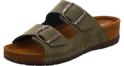 Produktbild von Rohde Damen Leder Pantoletten Klettverschluss Clogs Memory-Fußbett Rodigo-40 5856, Größe:37 EU, Farbe:Grün