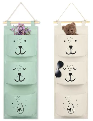 Stoff-Aufbewahrungstaschen, 2 Stück, 3 Fächer, für Tür, Kinderzimmer