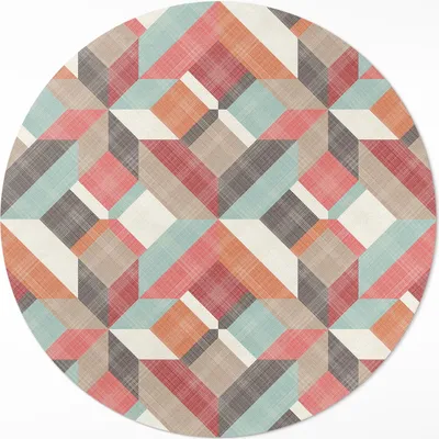 Produktbild von Abgenutztes geometrisches Muster – Vinyl Küchenteppich – fi 50cm – Rutschfest, pflegeleicht & langlebig