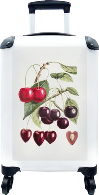 Produktbild von MuchoWow® MuchoWow® Koffer Handgepäck Trolley Rollkoffer Kleine Reisekoffer mit 4 Rollen - Lebensmittel - Kirschen - Obst - Cabin Size < 55x40x23 cm & 55x40x20 cm - Fotokoffer - Kabinenkoffer - Boardg