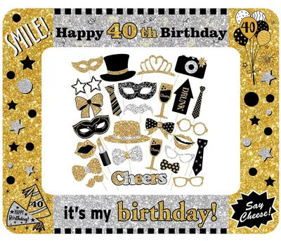 Produktbild von Geburtstagsdekoration für den 40. Geburtstag – Aufblasbarer Bilderrahmen – Foto-Requisiten – Fotoecke für Partys – Accessoires – 31 Stück – Partydekoration
