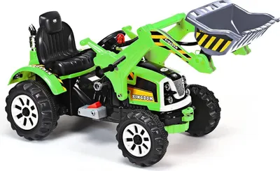Produktbild von 12V Kinder Sitzbagger, Kinderbagger mit Schaufel & Hupe, Kinderauto Bagger, Aufsitzbagger elektrischer Sandbagger, Schaufelbagger, Trettraktor für Kinder ab 3 Jahre, bis 30kg belastbar (Grün)