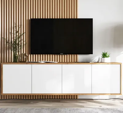 Zdjęcie produktu dla Szafka RTV NILA 4 150 dąb wotan/biała mat