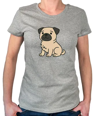 Produktbild von Huuraa Damen T-Shirt Mops Pug Comic XXL Sport Grey Bio Baumwolle Fairtrade Damenshirt Geschenkidee