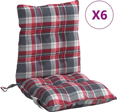 Produktbild von vidaXL Niedriglehner-Auflagen 6 Stk. Rot Karomuster Oxford-Gewebe