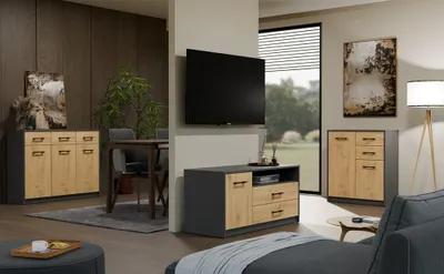 Produktbild von Modernes TV Lowboard mit Tür und 2 Schubladen