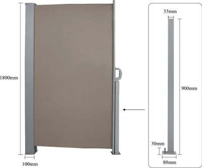 Produktbild von EINFEBEN Doppel Seitenmarkise Markisen 180 x 600cm Wandmarkise Ausziehbar Garten Sichtschutz Braun