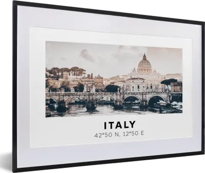 Produktbild von MuchoWow® Gerahmtes Poster Rom - Skyline - Italien - Sommer 60x40 cm - Poster mit Schwarzem Bilderrahmen Wandposter Rahmen Foto Bilder - Schlafzimmer - Plakat in Rahmen - Drucken