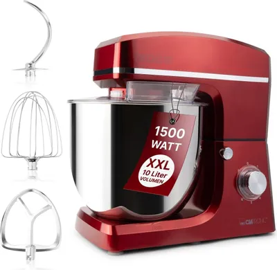 Produktbild von Clatronic® XXL Küchenmaschine zum backen | Große Knetmaschine 10L Starker 1500W Motor Teigmaschine mit Haken & Schneebesen Teigknetmaschine