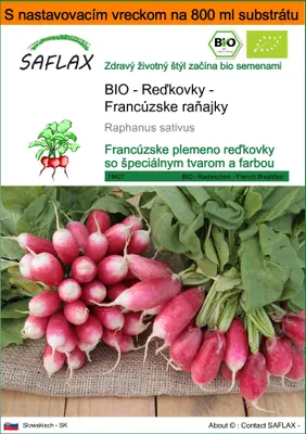 Obrázok produktu pre SAFLAX Garden in the bag - BIO - Reďkovky - Francúzske raňajky - Raphanus sativus - 150 Semená - S pestovateľským substrátom v praktickom samostaviteľnom vrecku