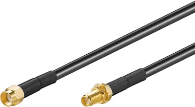 Produktbild von Goobay Antennen-Verlängerungskabel für WLAN-Geräte, 1m, 1 m, LMR195, RP-SMA, RP-SMA, Schwarz