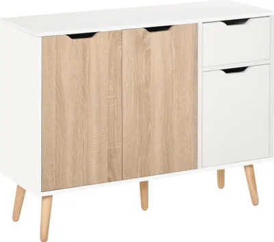 Image de Sideboard - Armoire de salon - Moderne Minimaliste - Bois - 90×30×72 cm - Montage Requis - Blanc