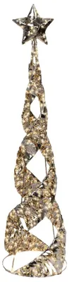 Productafbeelding van Warm wit 600 Micro-LED flash verlichte 3D kegel frame goud dia 25 x H 100 cm Lumineo