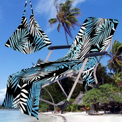 Image de Housse de chaise de plage avec poches, noire, 75x210 cm