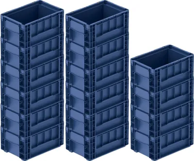 Produktbild von SuperSparSet 16x VDA KLT Kleinladungsträger mit Verbundboden | HxBxT 14,7x20x30cm | 5,3 Liter | KLT, Transportbox, Transportbehälter, Stapelbehälter