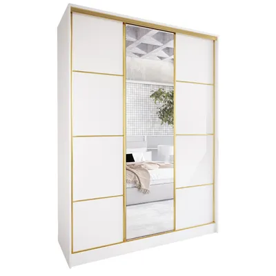 Produktbild von Schiebeschrank mit Spiegel TRIVI B 150 weiß / golden
