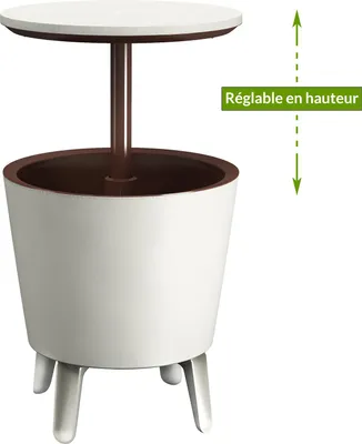 Produktbild von Keter Keter Beistelltisch Getränkekühler coolbar cocktail Tisch 50x57-85cm 30L weiß-braun