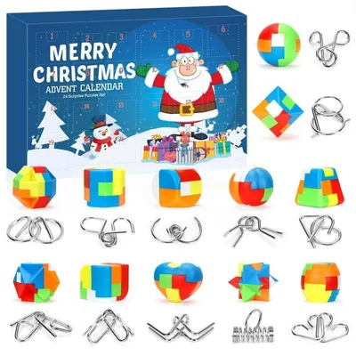 Produktbild von Adventskalender Knobelspiele mit 24 Metall & Plastik Puzzles für Kinder und Erwachsene