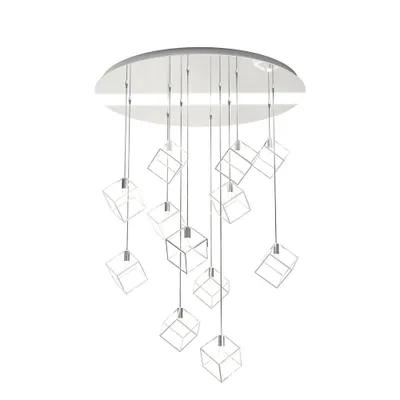 Immagine prodotto di Sospensione Moderna Frame Metallo Cromo 12 Luci G9