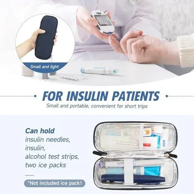Productafbeelding van Insulinetas voor reizen, tas voor insulinespuiten, accessoire voor diabetesbehandeling, accessoires voor diabetici in marineblauw