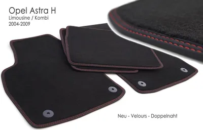 Produktbild von Fußmatten passend bei Opel Astra H Premium Velours Matten Original Qualität Doppelnaht rot