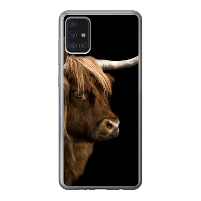 Produktbild von MuchoWow® Handyhülle Schutzhülle Hülle für Samsung Galaxy A52 5G Schottischer Highlander - Kuh - Schwarz Silikon Softcase Handy Hülle - Umschlag