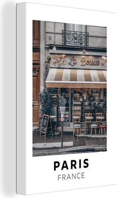 Obrázek produktu pro OneMillionCanvasses® - Obraz na plátně - 90x140 cm, Paříž - Francie - Kavárna, nástěnné umění tisk nástěnné dekorace - fotografie na plátně - malba na dřevěném rámu - dekorace na zeď - ložnice