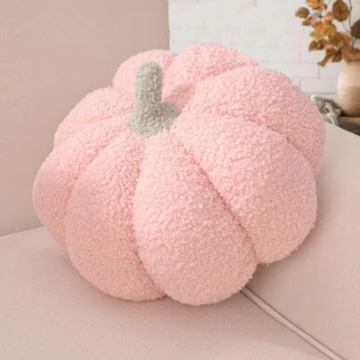 Obrázek produktu pro Halloweenová dekorace – polštářek s motivem dýně, růžová barva, 20 cm