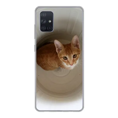 Produktbild von MuchoWow® Handyhülle Schutzhülle Hülle für Samsung Galaxy A71 Katze - Mülleimer - Weiß Silikon Softcase Handy Hülle - Kartenbesitzer